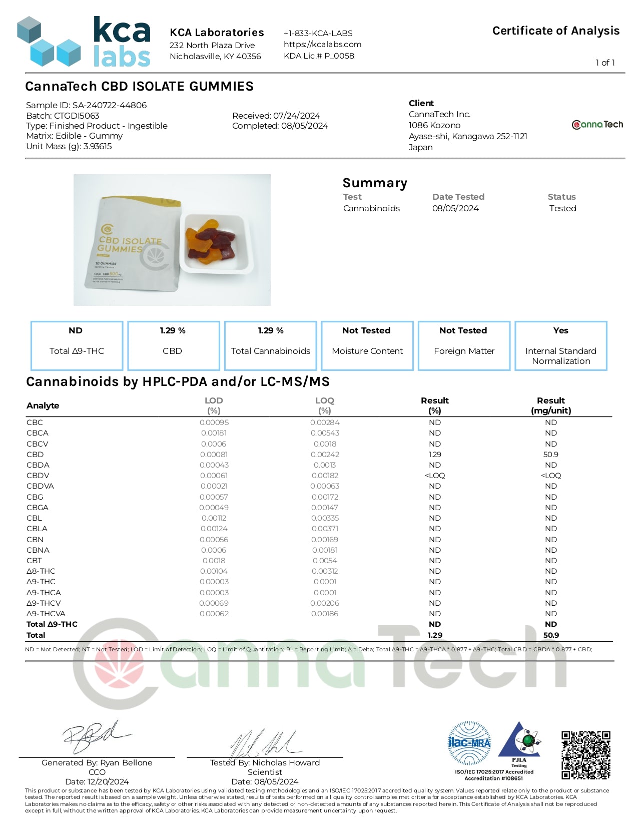 アイソレート CBD グミ ( CBD 50mg /粒) 60粒 CBD 3000mg or 10粒 CBD 500mg