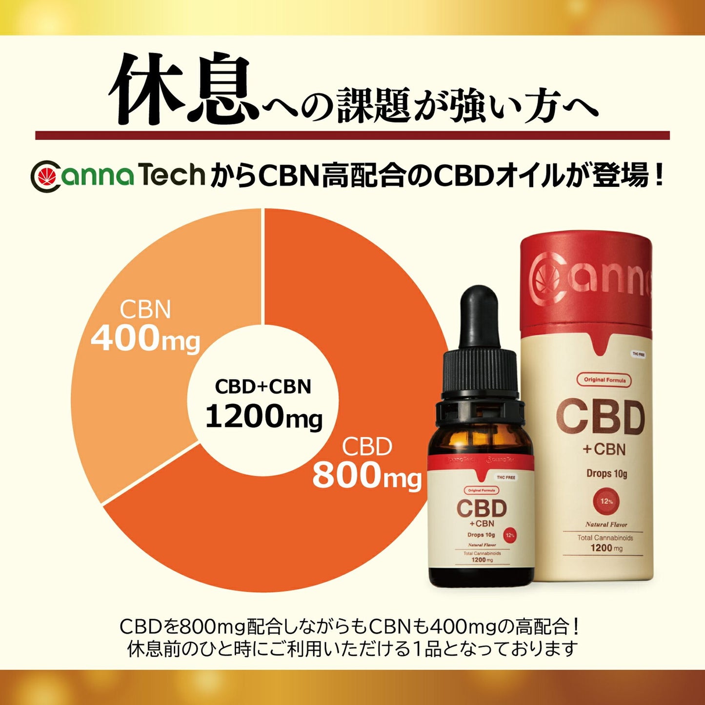 CBD + CBN12% オイル 10g ( CBD 800mg CBN 400mg )