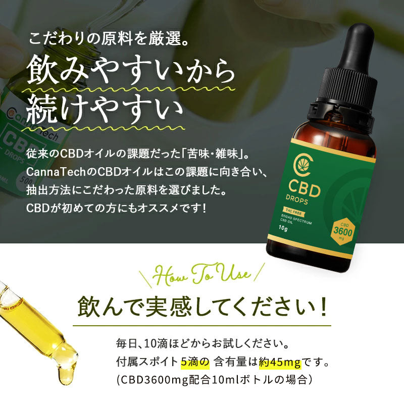ブロードスペクトラムCBD オイル 36% CBD 3600mg 10g