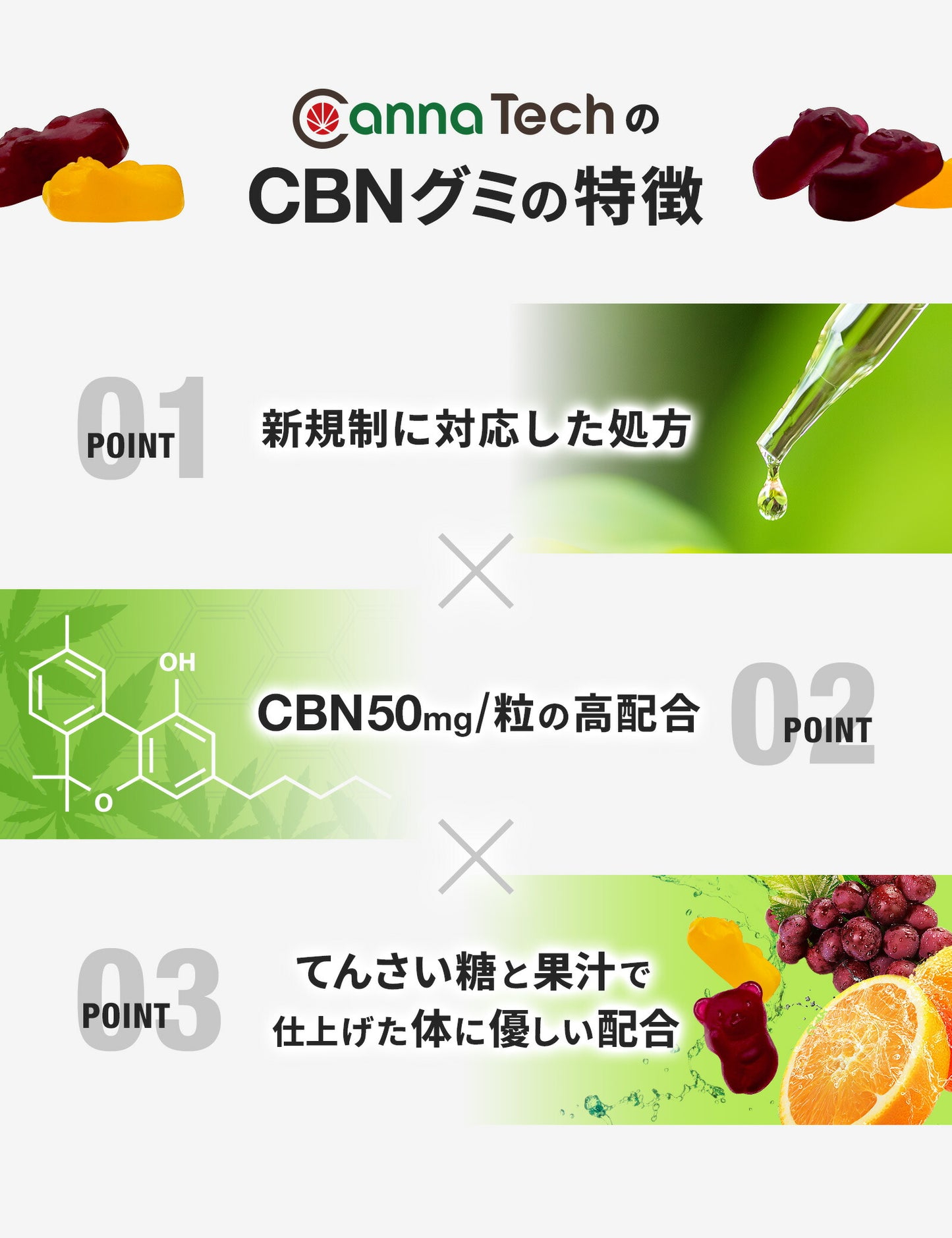 CBN グミ ( CBN 50mg /粒 ) 60粒 CBN 3,000mg or 10粒 CBN 500mg