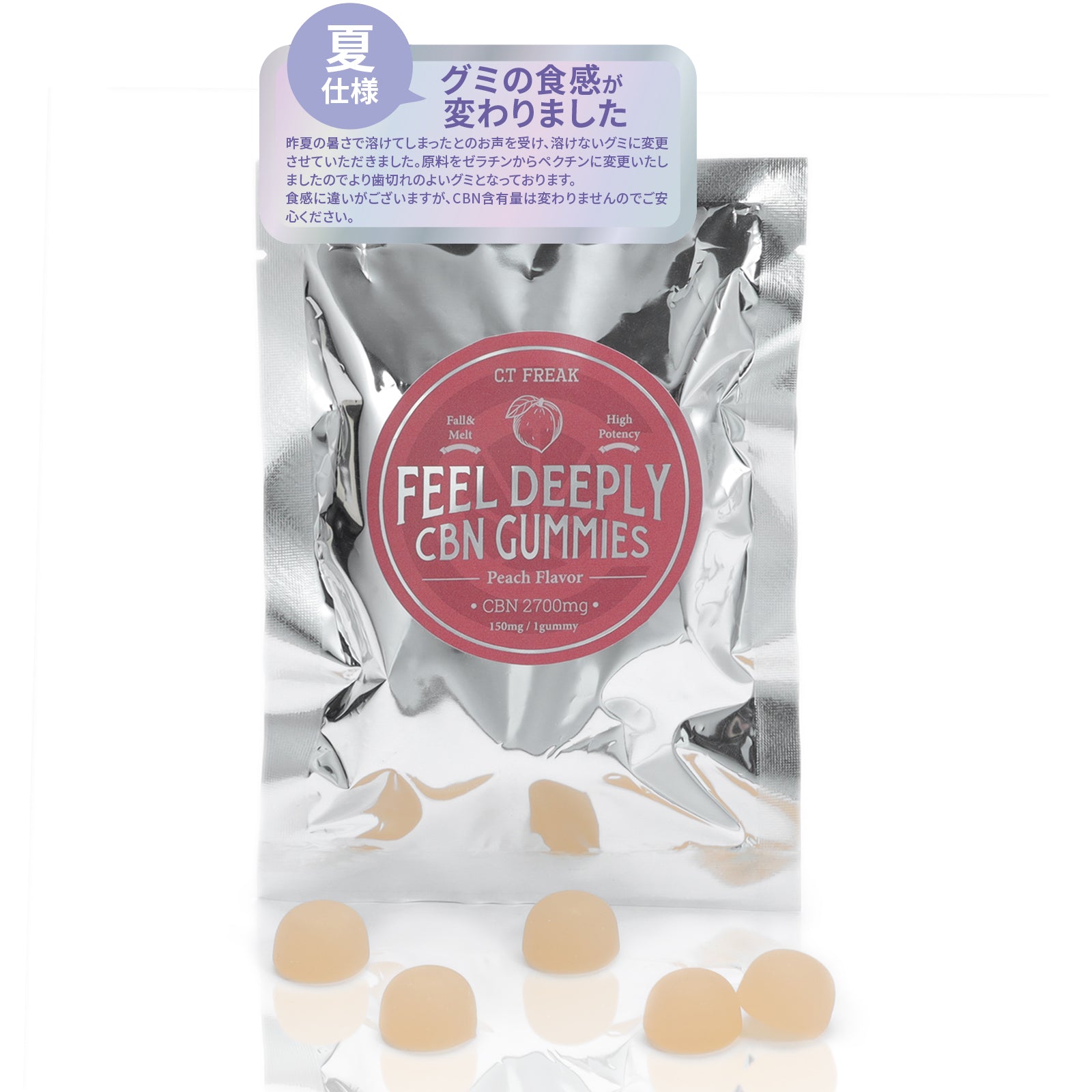 CT Freak CBN グミ【夏でも溶けないペクチングミ】 Feel Deeply CBN 2700mg CBD配合 (CBN 150mg /粒)