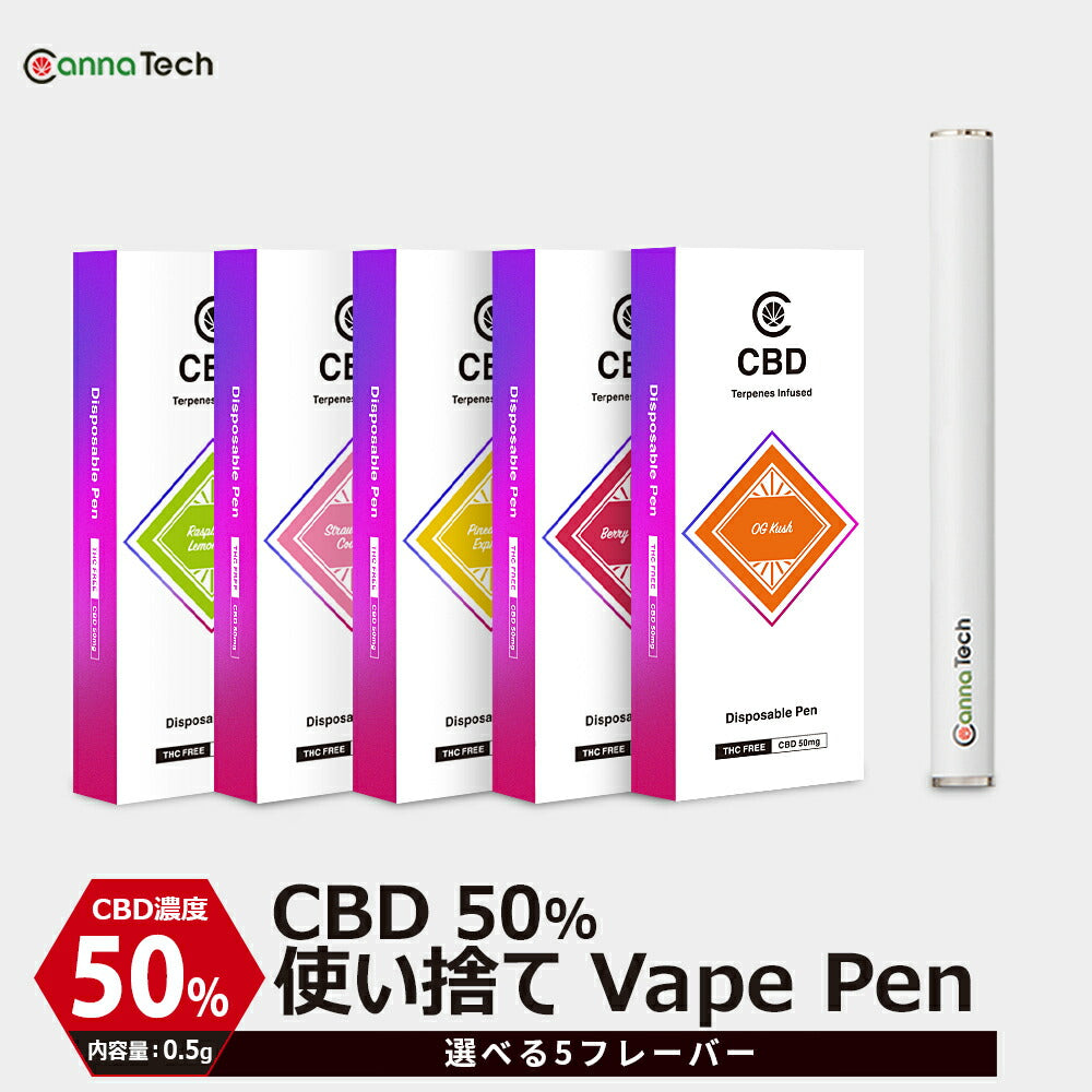 使い捨て CBD Vape Pen 50% CBD 250mg 0.5g