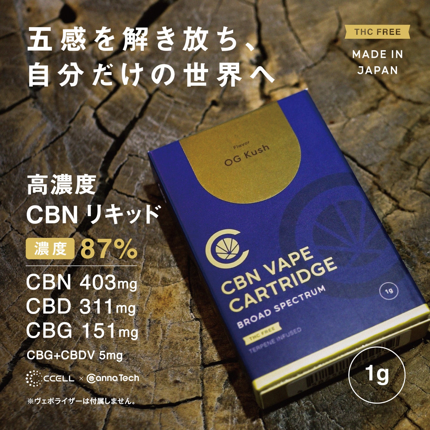 CBN リキッド 87% カートリッジ 1g  ( CBN403mg CBD311mg CBC151mg CBG+CBDV5mg)