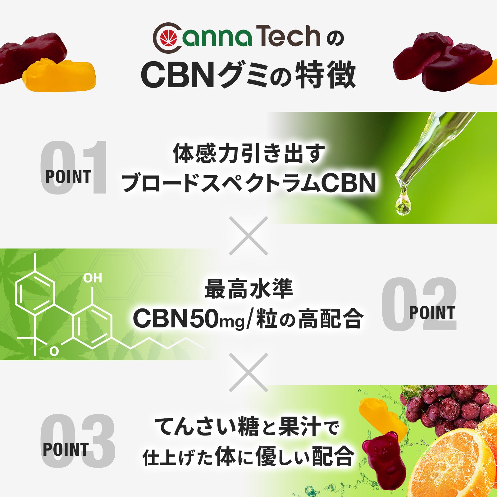 CannaTech 】CBN+CBD グミ 10粒（CBN:30mg CBD:5mg/1粒） – CannaTech 公式ストア